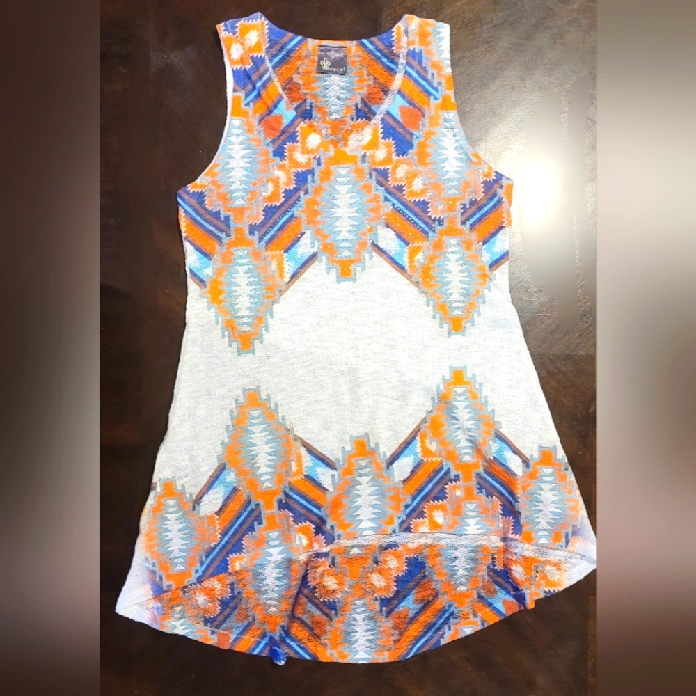 Vocal Orange and Blue Geometric Dress/tunic
